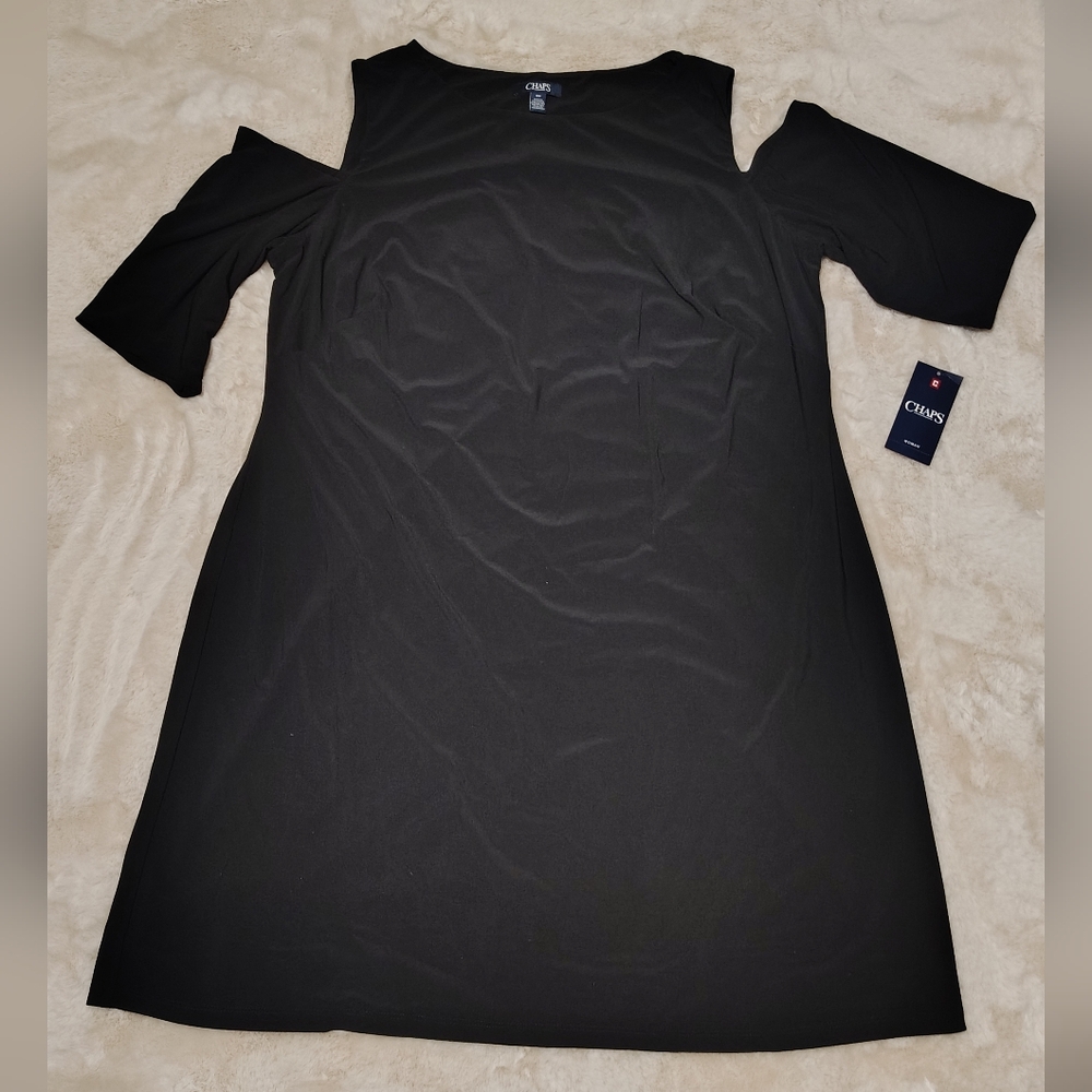 Chaps Black Peekaboo Shoulder Dress Size 18W